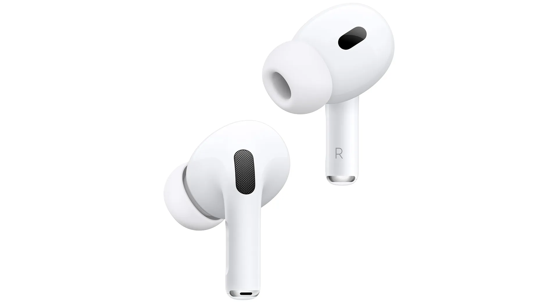 Apple AirPods Pro 2 wireless earbuds—white in-ear design with silicone tips, active noise cancelation, spatial audio, and Bluetooth for iPhone & Mac